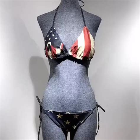 Sexy American Flag Print Sexy Bikini Beach Suit Bikini Swimsuit Women