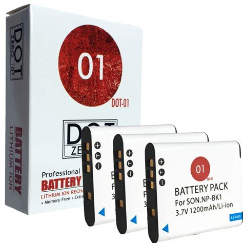 3x DOT 01 Brand 1200 MAh Replacement Sony NP BK1 Batteries For Sony