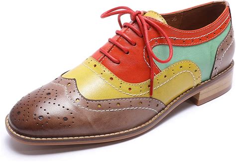 Mona Flying Women S Leather Perforated Lace Up Oxfords Shoes For Women