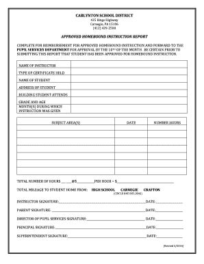 Fillable Online Approved Homebound Instruction Report Fax Email Print