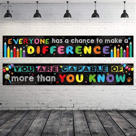 Amazon.com: 2 Pack Motivational Classroom Banner Poster Positive Banner ...