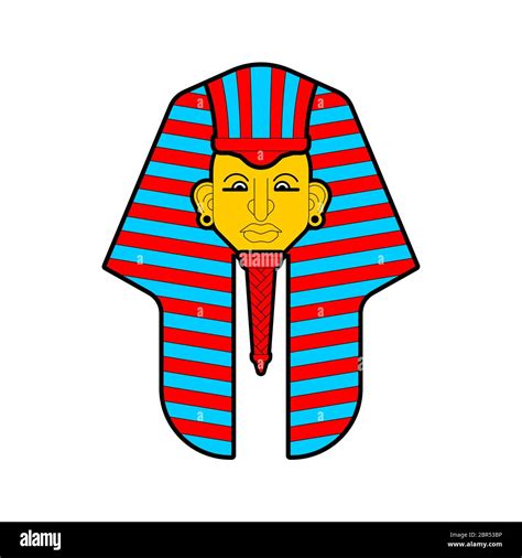 Cabeza de faraón aislada Face King en el antiguo Egipto Imagen Vector