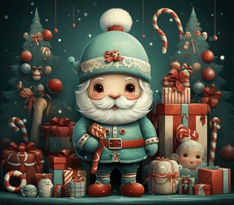 Premium Photo There Is A Cartoon Santa Claus Standing In Front Of A