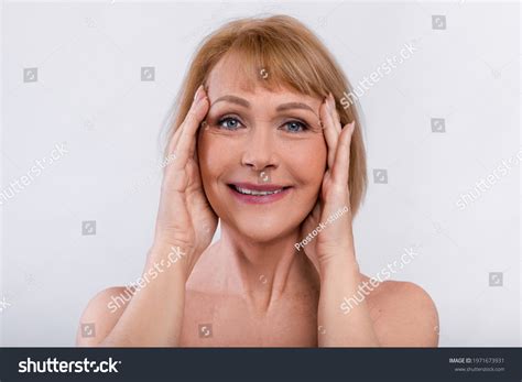 Portrait Feminine Nude Senior Woman Touching Stock Photo Shutterstock