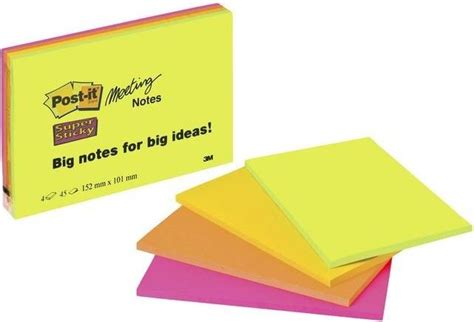 3M Post It Super Sticky Meeting Notes 152x101mm Pris