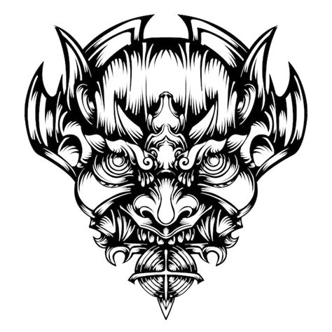 Oni Masken Maskottchen Illustration Premium Vektor