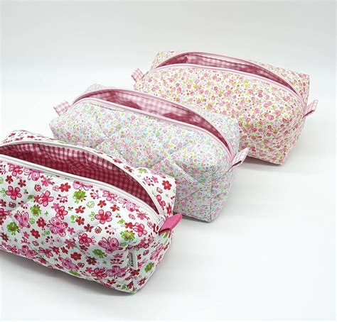 Pink Floral Cosmetic Bag Etsy