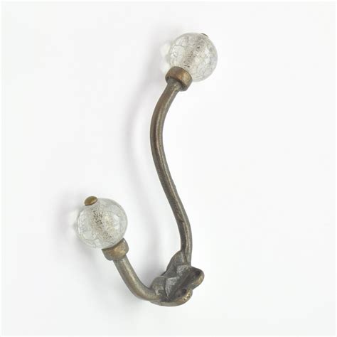 Quality Crackled Glass Ball And Antique Brass Coat Hook Wall Mounted Door Hook Ebay