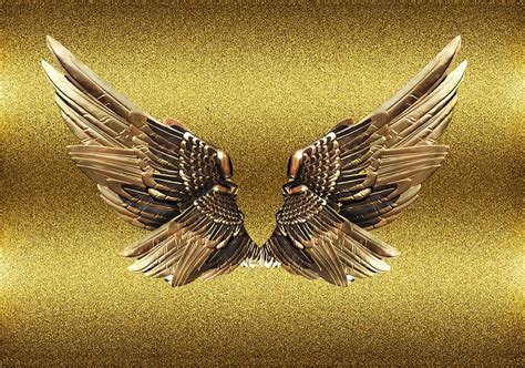 GOLD WINGS Metal Bling Wings Gold HD Wallpaper Peakpx