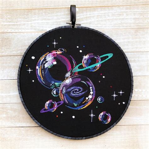 Bubble Planets Embroidery Hoop Art Etsy Hong Kong Embroidery Hoop