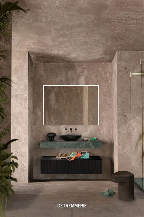 Dark Wood Verde India Marble Bathroom Interior Wood Collection