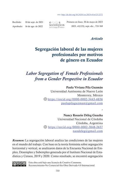 Pdf Segregaci N Laboral De Las Mujeres Profesionales Por Motivos De