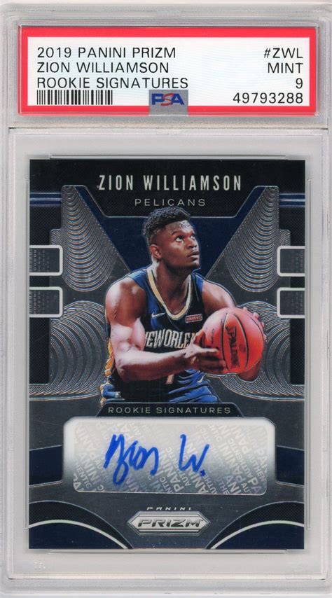 Zion Williamson 2019 20 Panini Prizm Rookie Signatures PSA 9 Card