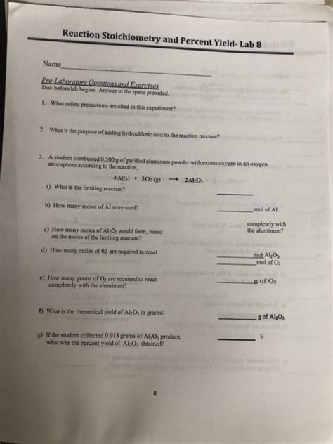 43 Limiting Reactant And Percent Yield Worksheet Answer Key Worksheet For Fun