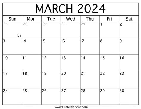 Blank March 2024 Printable Calendar Belle Cathrin