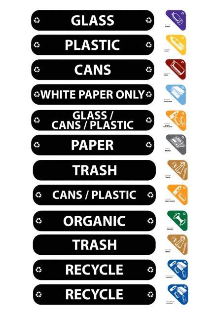 Recycle Label Kit: Labels applicable to the recycling bins for ...