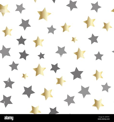 Golden Stars Background Night Sky Seamless Pattern Stock Vector Image