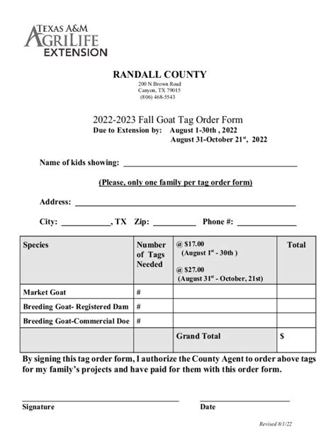 Fillable Online Goat Validation Tag Order Form Fax Email Print PdfFiller