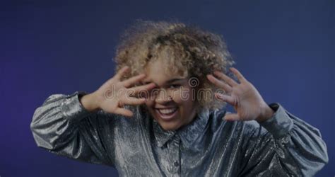 Slow Motion Portrait Of Joyful African American Woman Dancing Enjoying