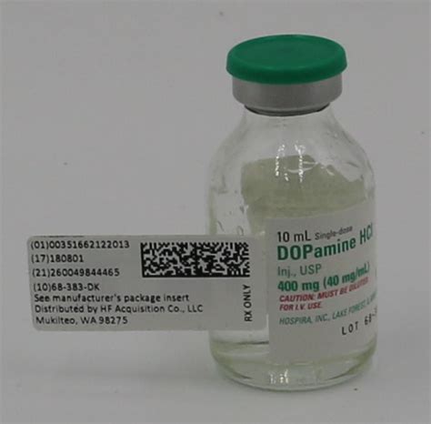 Dopamine Hci Inj Usp 400mg 40mgml 10ml Vial