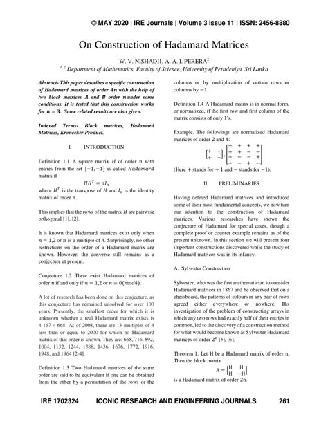 (PDF) On Construction of Hadamard Matrices