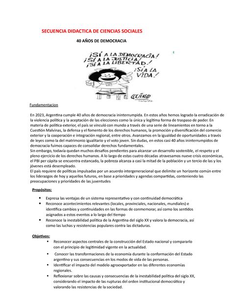 Proyecto 40 años de democracia SECUENCIA DIDACTICA DE CIENCIAS