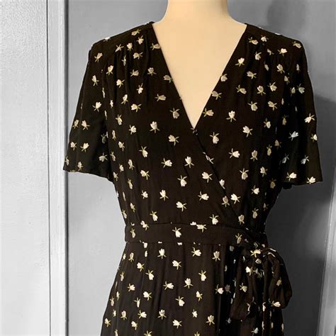 Nwt Jill Stuart Black Wrap Floral Dress Brilliant Depop