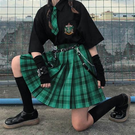 Uniforme De Slytherin Hogwarts De Mujer Goth Aesthetic Roupas