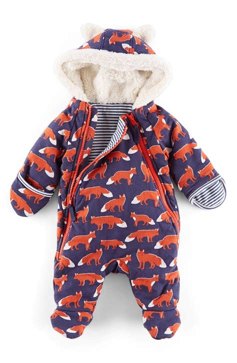 Mini Boden Fox Print Front Zip Snowsuit (Baby Boys) | Nordstrom