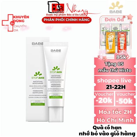 Kem dưỡng BABÉ Stop AKN Mattifying Moisturiser 50ml cho da dầu mụn