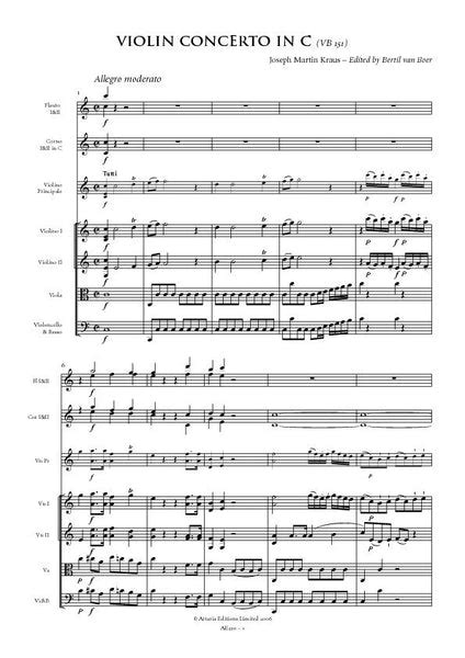 Joseph Martin Kraus Violin Concerto In C Sheet Music