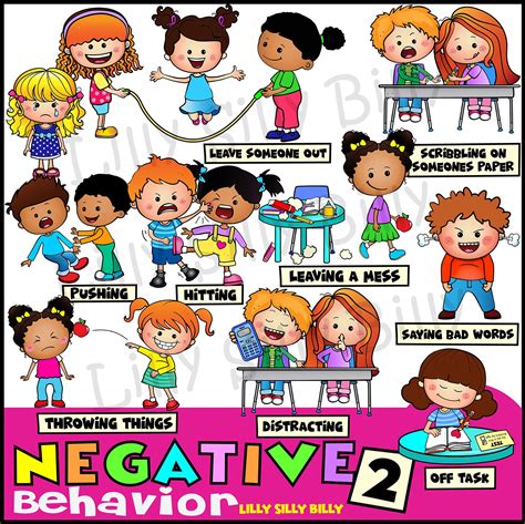 Positive and Negative Behaviour - Clipart BUNDLE in BLACK & WHITE/ Full