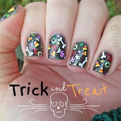 Trick And Treat Nails Halloween Nail Designs Halloween Nail Art