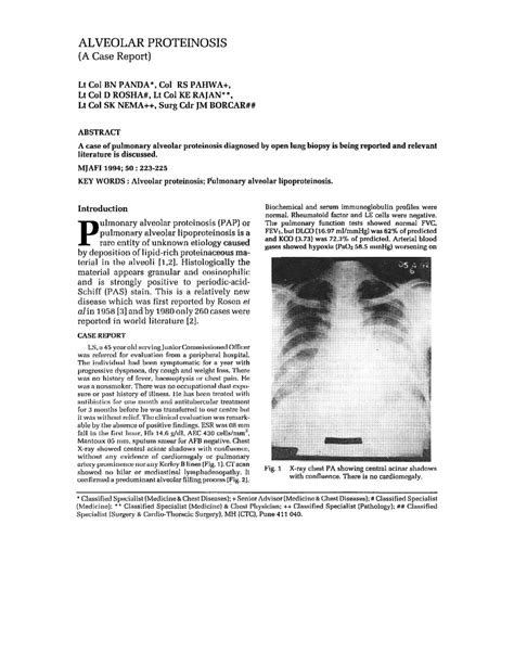 (PDF) ALVEOLAR PROTEINOSIS (A Case Report)