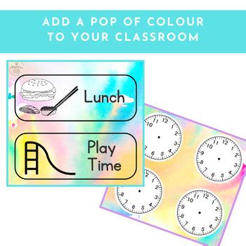 Editable Watercolour Visual Classroom Daily Schedule Cards Clocks