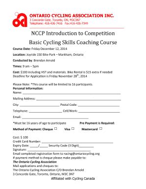 Fillable Online Nccp Introduction To Competition Basic Cycling Skills