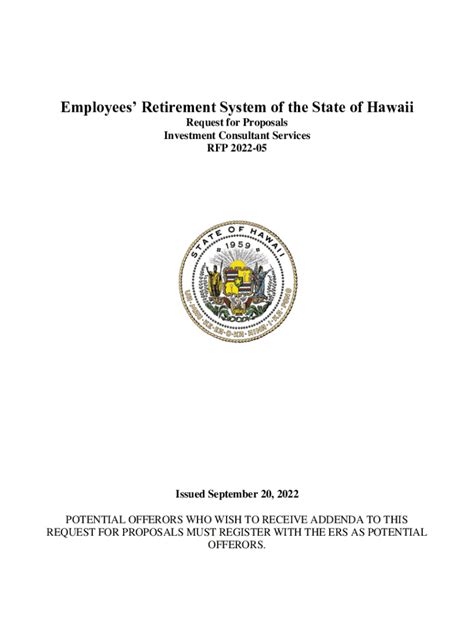 Fillable Online Ers Ehawaii Spo Hawaii Govrequest For Proposalsstate