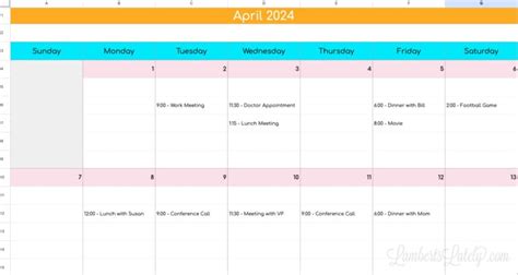 Free Google Sheets Weekly Schedule Template & Calendars | Lamberts Lately