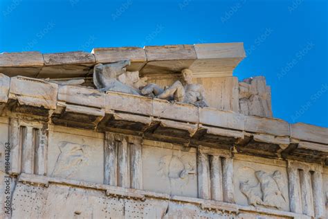 Sculptures on Parthenon' s frieze of Athens Acropolis Greece Stock ...