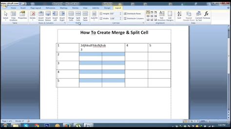 How To Create Merge Cell And Split Cell In Ms Word 2007 Lesson 36 Youtube