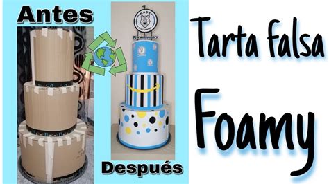 Tarta falsa RECICLANDO CARTÓN tarta FAKE gigante en goma eva o