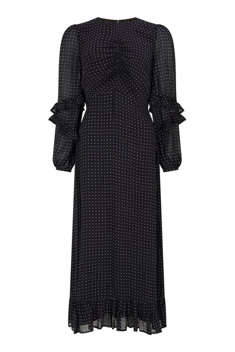 Buy Mint Velvet Black Print Ruffle Midi Dress From Next Ireland