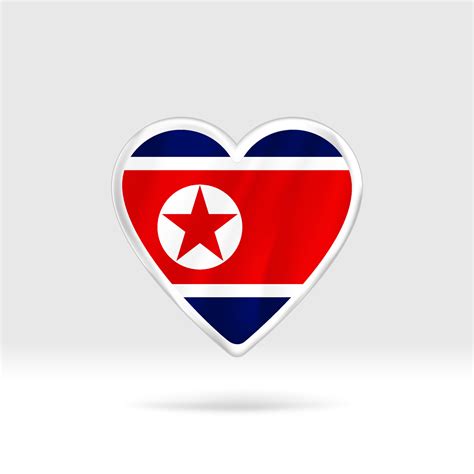 Heart From North Korea Flag Silver Button Star And Flag Template Easy