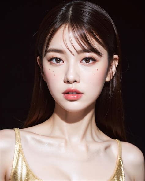 Portrait Of Beautiful Korean Women With Studio Background Premium Ai