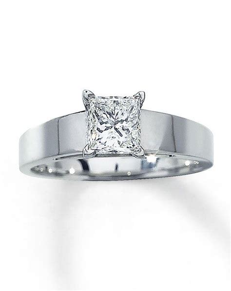 Kay Jewelers Diamond Solitaire Ring 1 ct Princess-Cut 14K White Gold ...