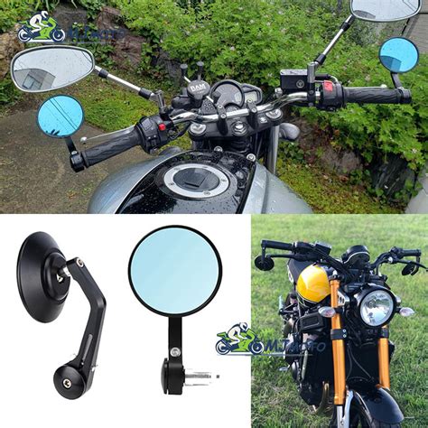 Motorcycle Rear View Mirror Black 7 8 Round CNC Cafe Racer Parts