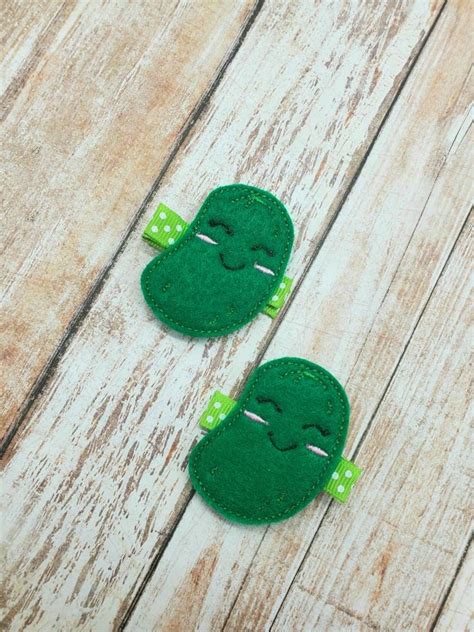 Pickle Hair Clips Pickle Hair Bows Pickle Clippies Girls Etsy