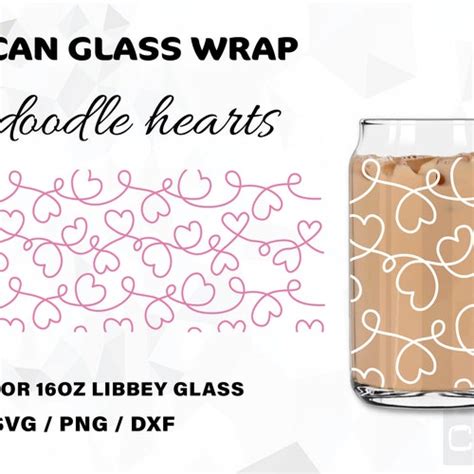 Floating Hearts Svg Cut File For Cricut Libbey 16oz Can Etsy