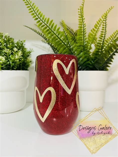 Open Heart Red Glitter Tumbler Dark Red Tumbler Tumbler With Etsy