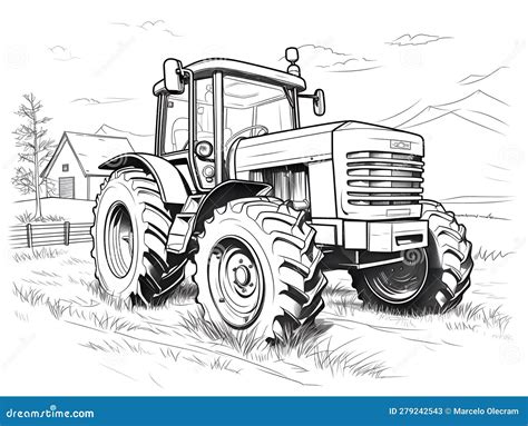 Simple Line Art of a Tractor. Especially for Coloring Book. Generative ...